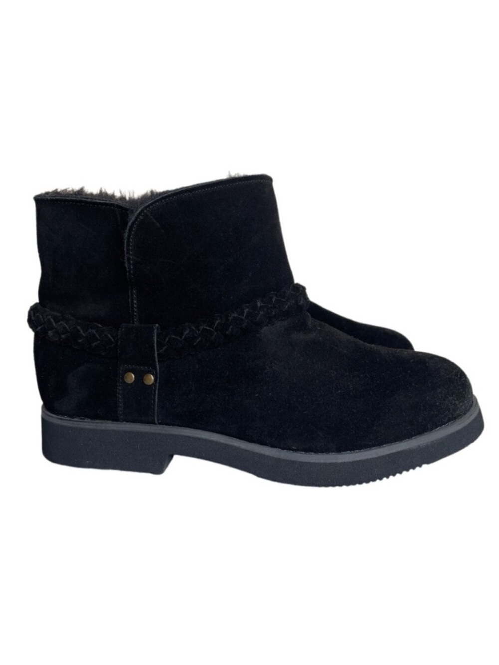 Macy's Style & Co Kaii Black Suede Leather Faux Fur Booties Women's Size 8